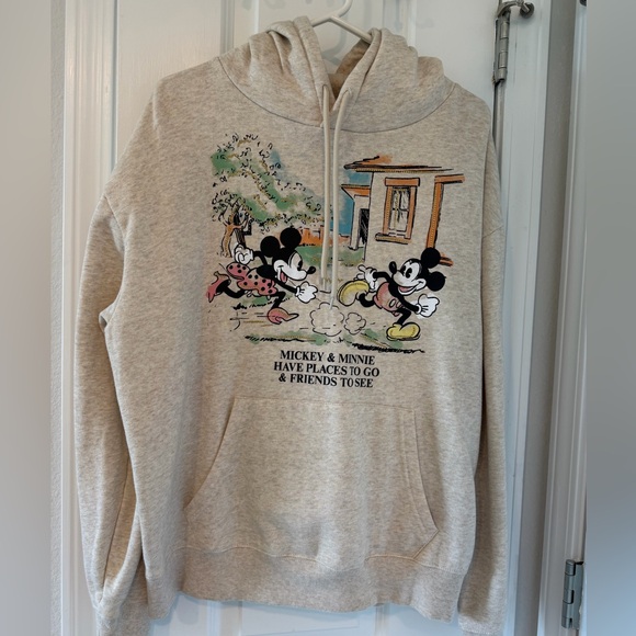 Disney Tops - Disney Cream Heather Mickey Mouse Hoodie